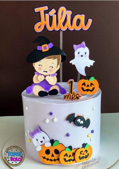 Arquivo de Corte Topo de Bolo Halloween Bruxinha Baby Cute