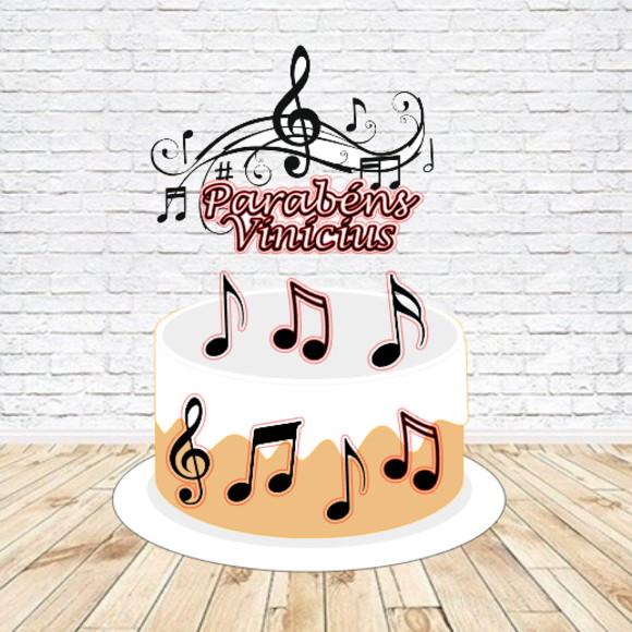 Topo de Bolo Notas Musicais - Arquivo Digital