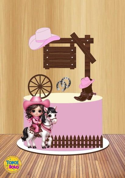 Arquivo de Corte Topo de Bolo Cowgirl Ia