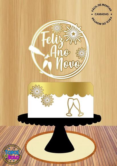 Arquivo de Corte Topo de Bolo Arco Feliz Ano Novo