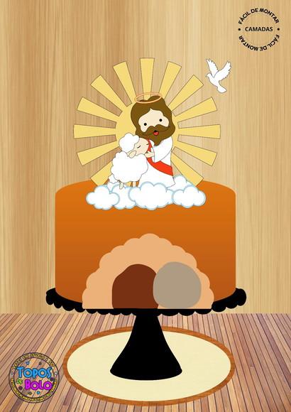 Arquivo de Corte Topo de Bolo Jesus com Ovelha