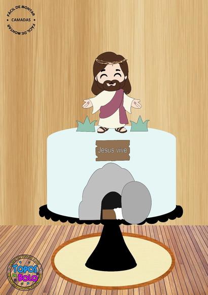 Arquivo de Corte Topo de Bolo Jesus Ressuscitou