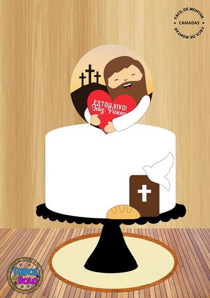 Arquivo de Corte Topo de Bolo Jesus Coração