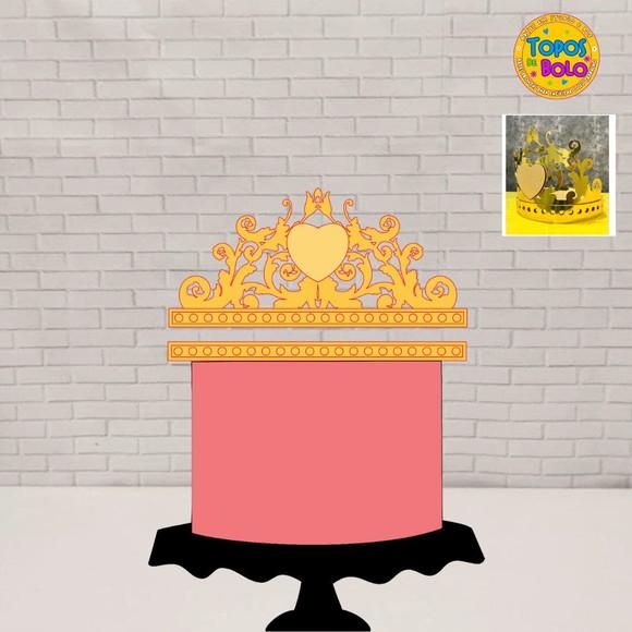 Arquivo de Corte Topo de Bolo Coroa Princesa Flores 3d