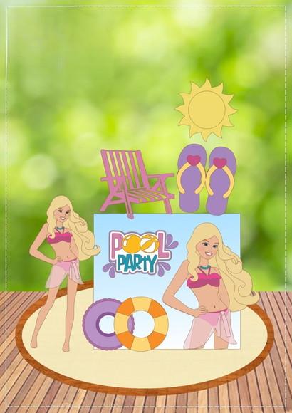 Arquivo de Corte Topo de Bolo Barbie Pool Party
