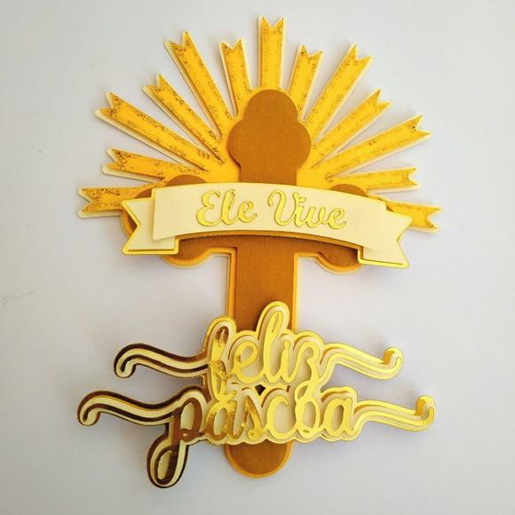 Arquivo de Corte Topo de Bolo Feliz Pascoa Ele Vive
