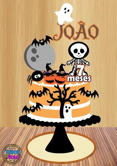 Arquivo de Corte Topo de Bolo Halloween Caveirinha