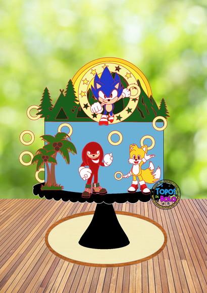 Topo de Bolo Sonic, Knuckles e Miles - Arquivo Digital