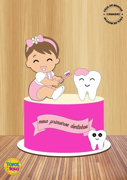 Arquivo de Corte Topo de Bolo Menina Primeiro Dentinho