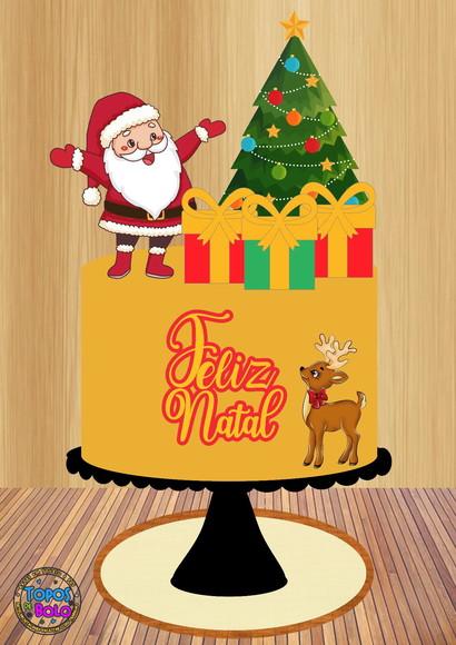 Arquivo de Corte Topo de Bolo Feliz Natal Noel e Rena