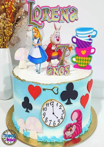 Arquivo de Corte Topo de Bolo Alice e Coelho Branco