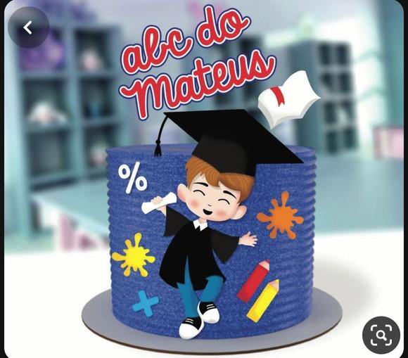 Topo de Bolo Formatura Abc Menino Camadas