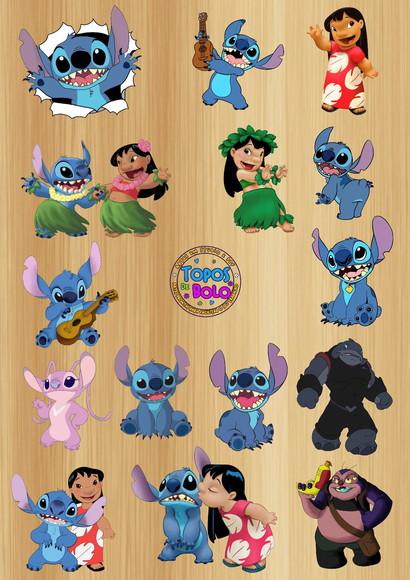 Topo de Bolo Kit Lilo e Stitch