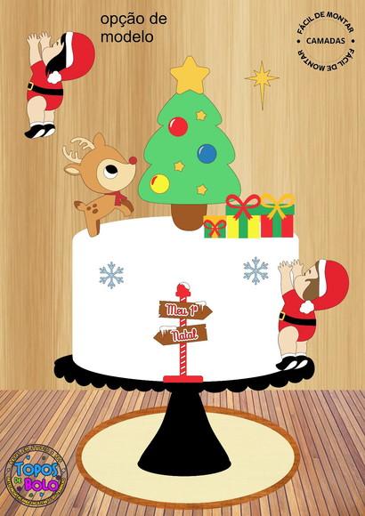Arquivo de Corte Topo de Bolo Natal Neném com Árvore