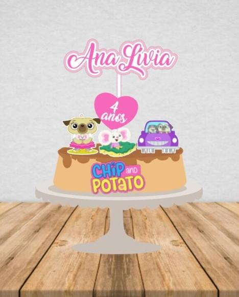 Topo de Bolo Chip e Potato - Arquivo Digital