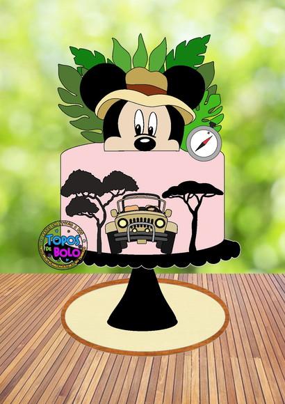 Topo de Bolo Mickey Safari- Arquivo Digital