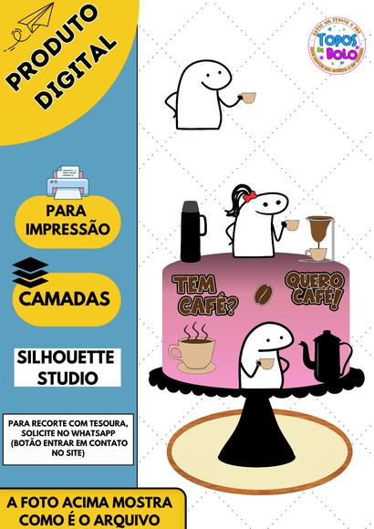 Arquivo de Corte Topo de Bolo Flork Tem Café