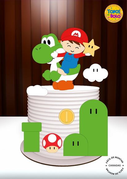Arquivo de Corte Topo de Bolo Baby Inspirado Mario e Yoshi