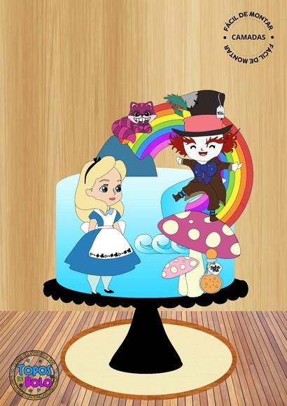 Arquivo de Corte Topo de Bolo Alice e Chapeleiro