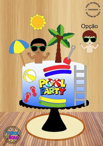 Arquivo de Corte Topo de Bolo Pool Party Menino 02