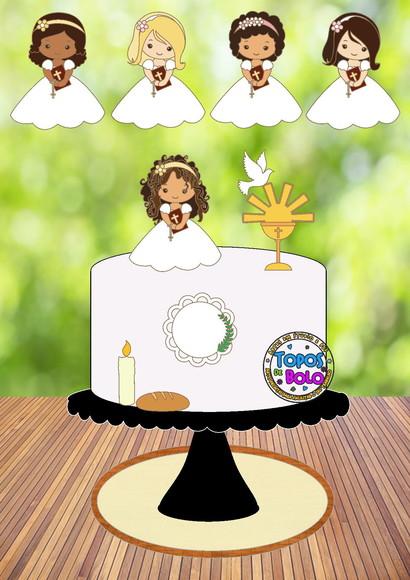 Topo de Bolo Primeira Comunhão Menina - Arquivo Digital