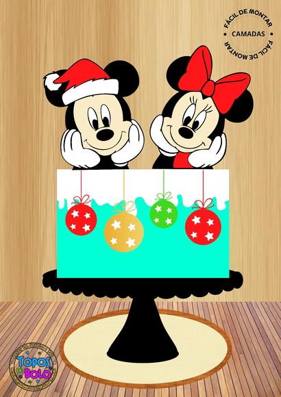 Arquivo de Corte Topo de Bolo Natal Mickey e Minnie