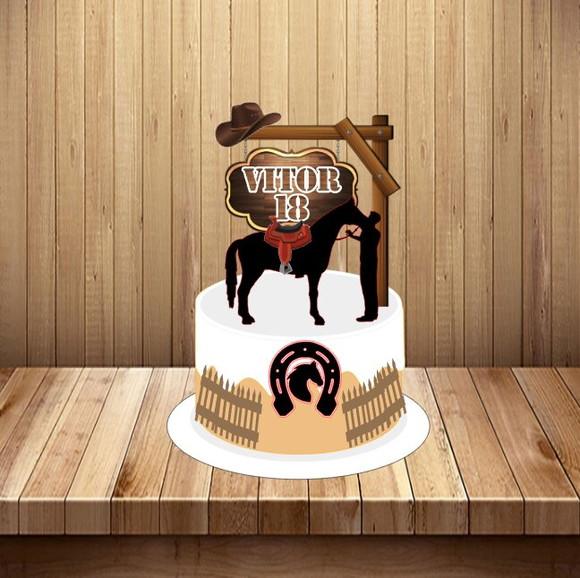 Topo de Bolo Cowboy - Arquivo Digital