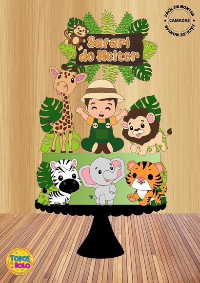 Arquivos de Corte Topo de Bolo Safari Menino Camadas 01