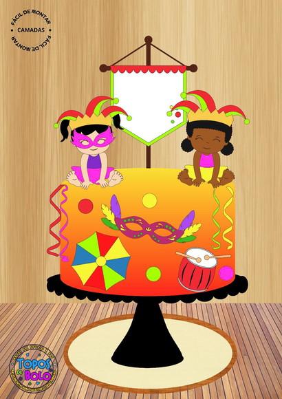 Arquivo de Corte Topo de Bolo Carnaval Meninas de Gorro