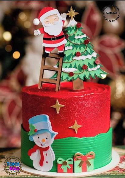 Arquivo de Corte Topo de Bolo Noel na Escada