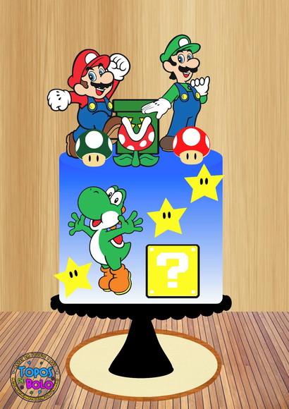 Arquivo de Corte Topo de Bolo Mario e Luigi Camadas