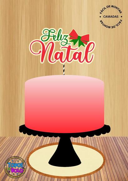 Arquivo de Corte Topo de Bolo Feliz Natal com Laço