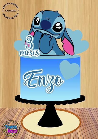 Arquivo de Corte Topo de Bolo Stitch Apaixonado