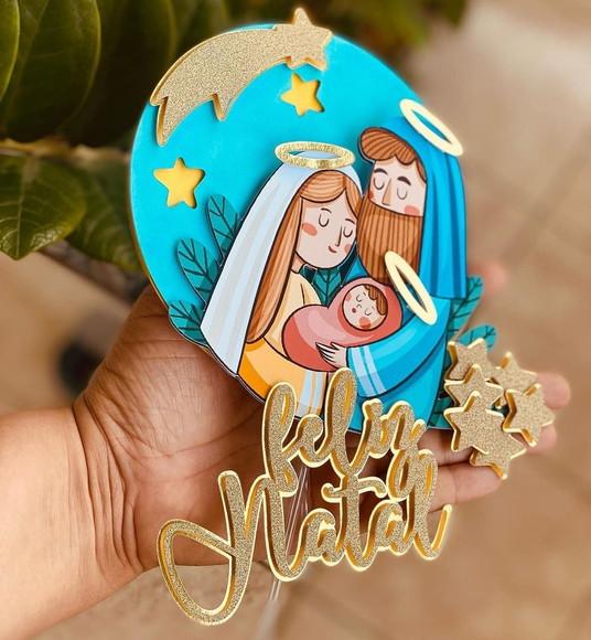 Arquivo de Corte Topo de Bolo Feliz Natal Presepio