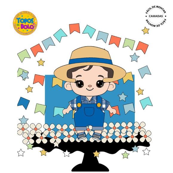 Arquivo de Corte Topo de Bolo Festa Junina Menino Chapéu