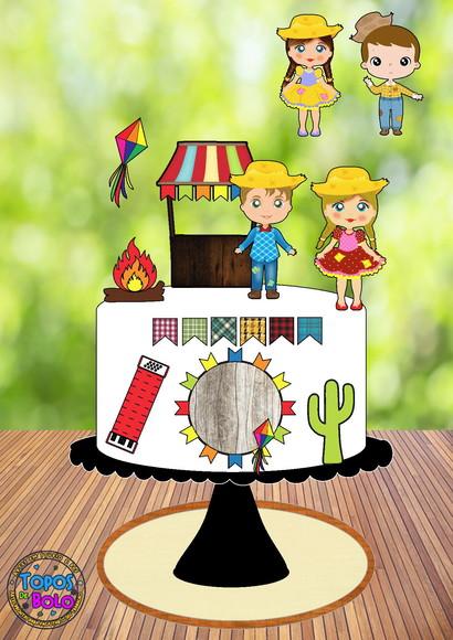 Arquivo de Corte Topo de Bolo Festa Junina Casal Sanfona 3d