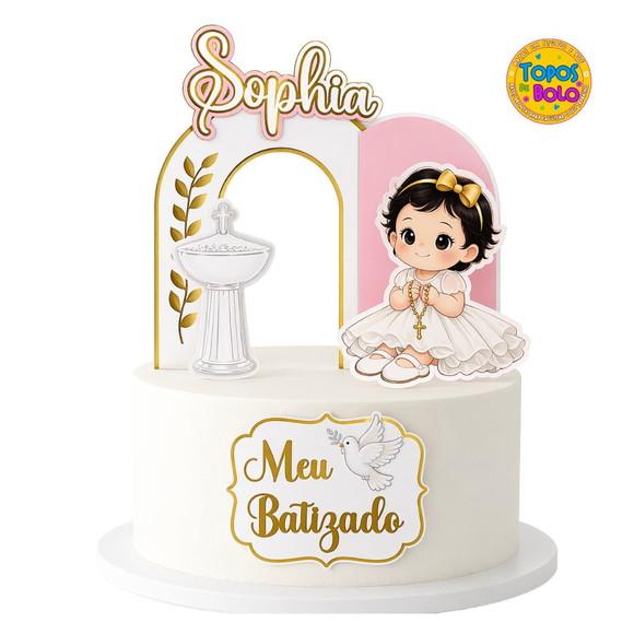 Arquivo de Corte Topo de Bolo Meu Batizado Menina Bebê