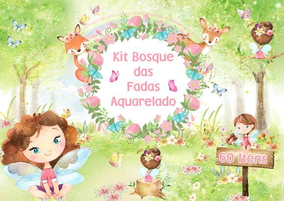 Kit Digital Bosque das Fadas Aquarelado
