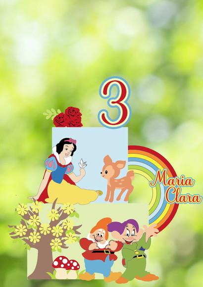 Topo de Bolo Branca de Neve Camadas