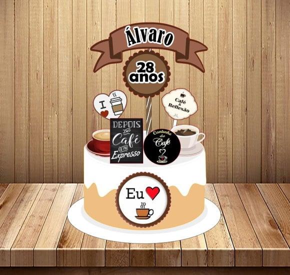 Topo de Bolo Amo Café - Arquivo Digital