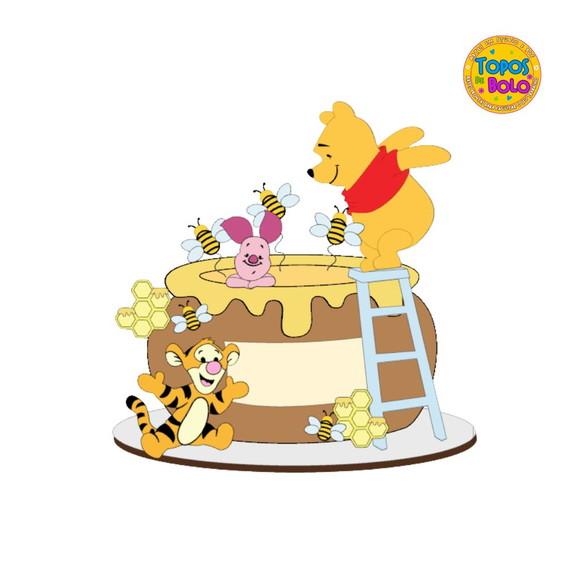 Arquivo de Corte Topo de Bolo Ursinho Pooh Pote de Mel 01