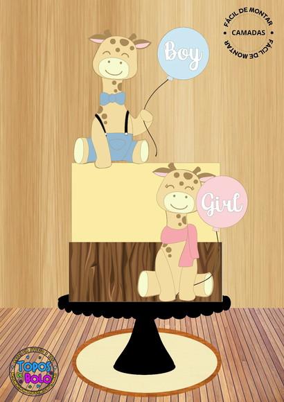 Arquivo de Corte Topo de Bolo Chá Revelação Girafas Baby