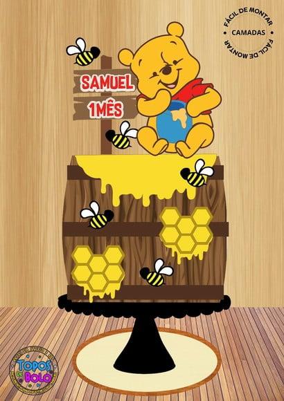 Arquivo de Corte Topo de Bolo Ursinho Pooh Barril de Mel