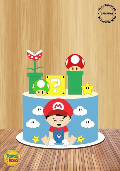 Arquivo de Corte Topo de Bolo Mario Baby