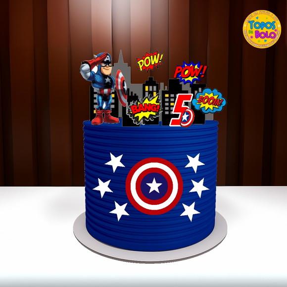 Arquivo de Corte Topo de Bolo Capitão America 02