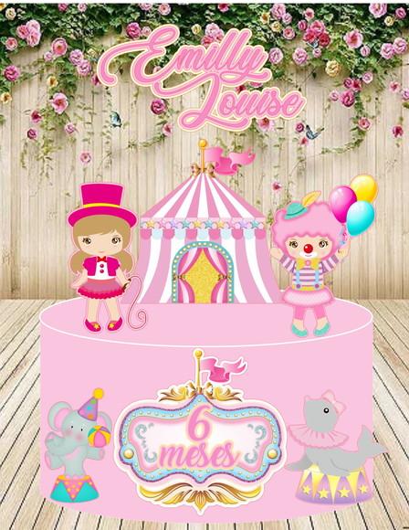 Arquivo de Corte Topo de Bolo Circo Rosa