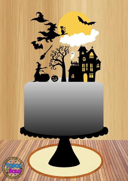Arquivo de Corte Topo de Bolo Halloween Bruxa
