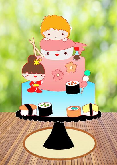Arquivo de Corte Topo de Bolo Sushi Cute