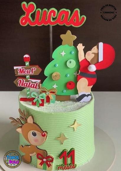 Arquivo de Corte Topo de Bolo Natal Menino e Rena