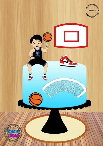 Arquivo de Corte Topo de Bolo Menino Basquete 01